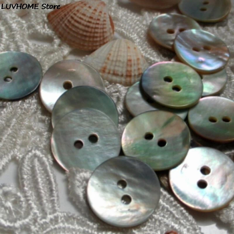 100PCS New 10mm Natural Shell Sewing Buttons Color Mother Of Pearl Round Shell 2 Hole Button Wholesale