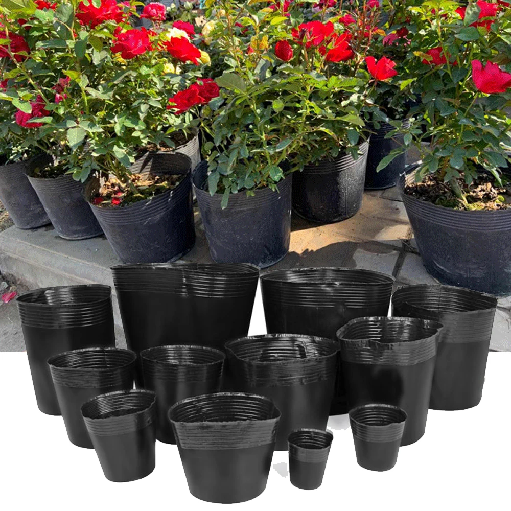 15 Sizes PE Plastic Planting Bag Black Nursery Pots with Vents Suitable Small Large Garden Flower Fruit Vegetable Cultivation