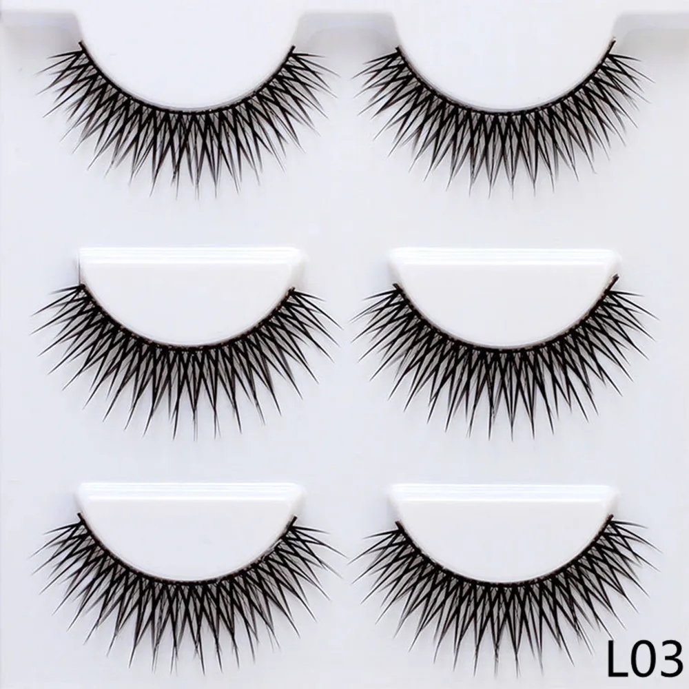Новинка, 3 пары, накладные ресницы 13 мм в форме Креста, искусственные натуральные длинные ресницы для макияжа, накладные ресницы для макияжа L03