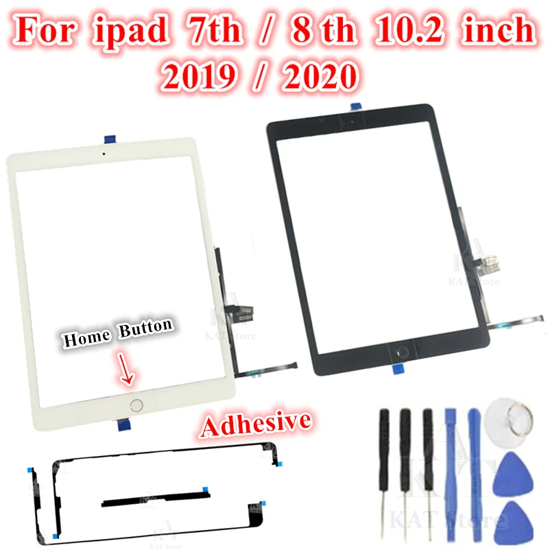 1Pcs Touch Screen Digitizer Outer Glass Panel Home Button Flex Replacement Parts for ipad 7/8 10.2