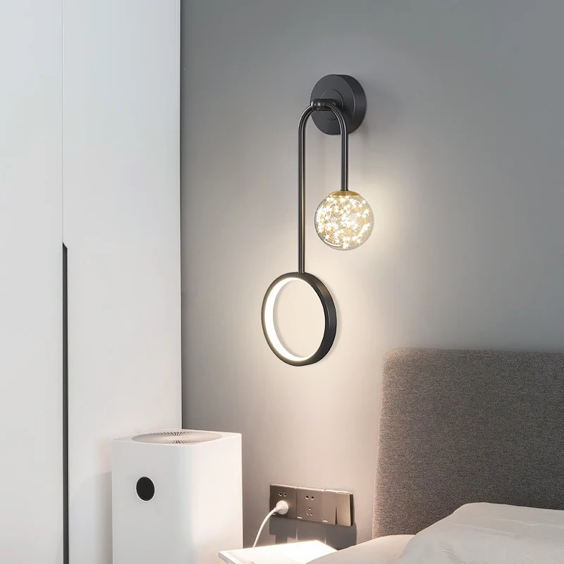 Nordic Minimalist Wall Lamps Starry Ring Living Room Background Wall Bedroom Bedside Personality Creative Guest Room Hotel Lamp