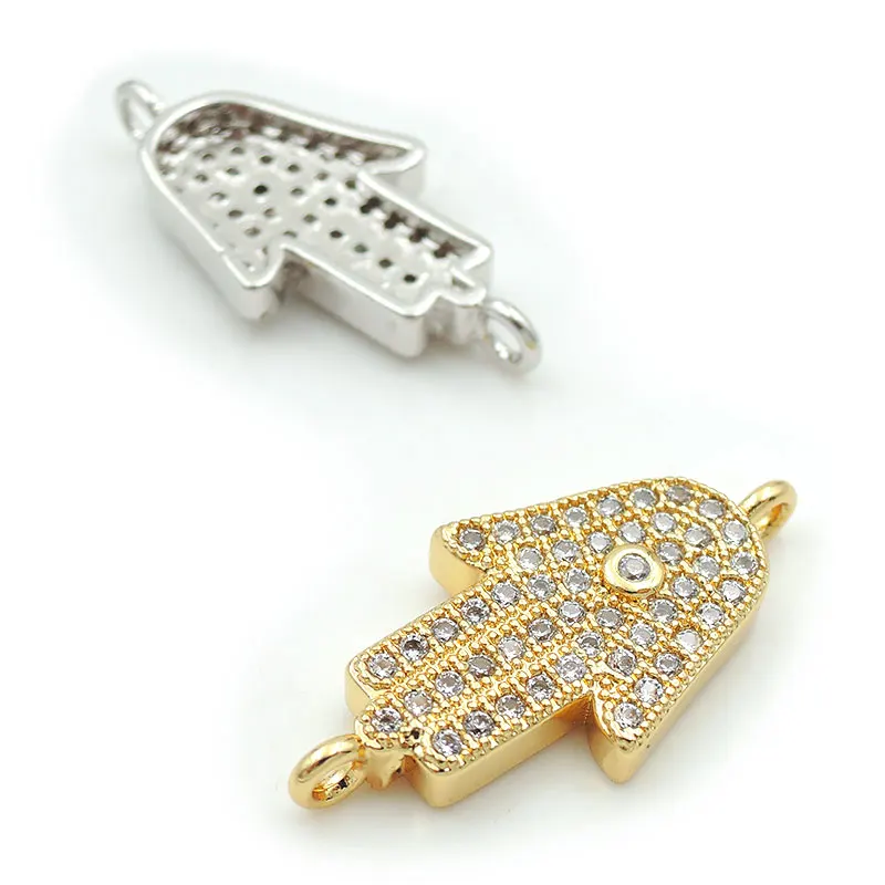 24*12*3mm Micro Pave Clear CZ Palm Connector Fit For Women As DIY Bracelets Accessory