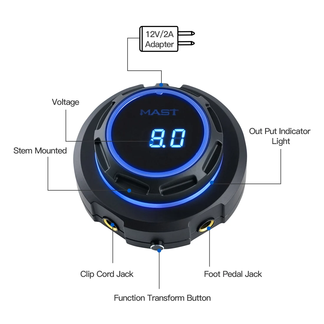 Mast OLED Display Screen Two Model Power Supply For Coil & Rotary Tattoo Machines Tattoo Supplies Accessories