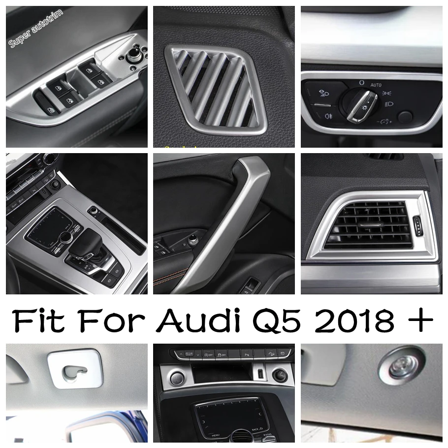 Window Lift / Gear Shift Panel / Door Armrest Strip / AC Air Conditioning Vents Cover Trim For Audi Q5 2018 - 2023 Accessories