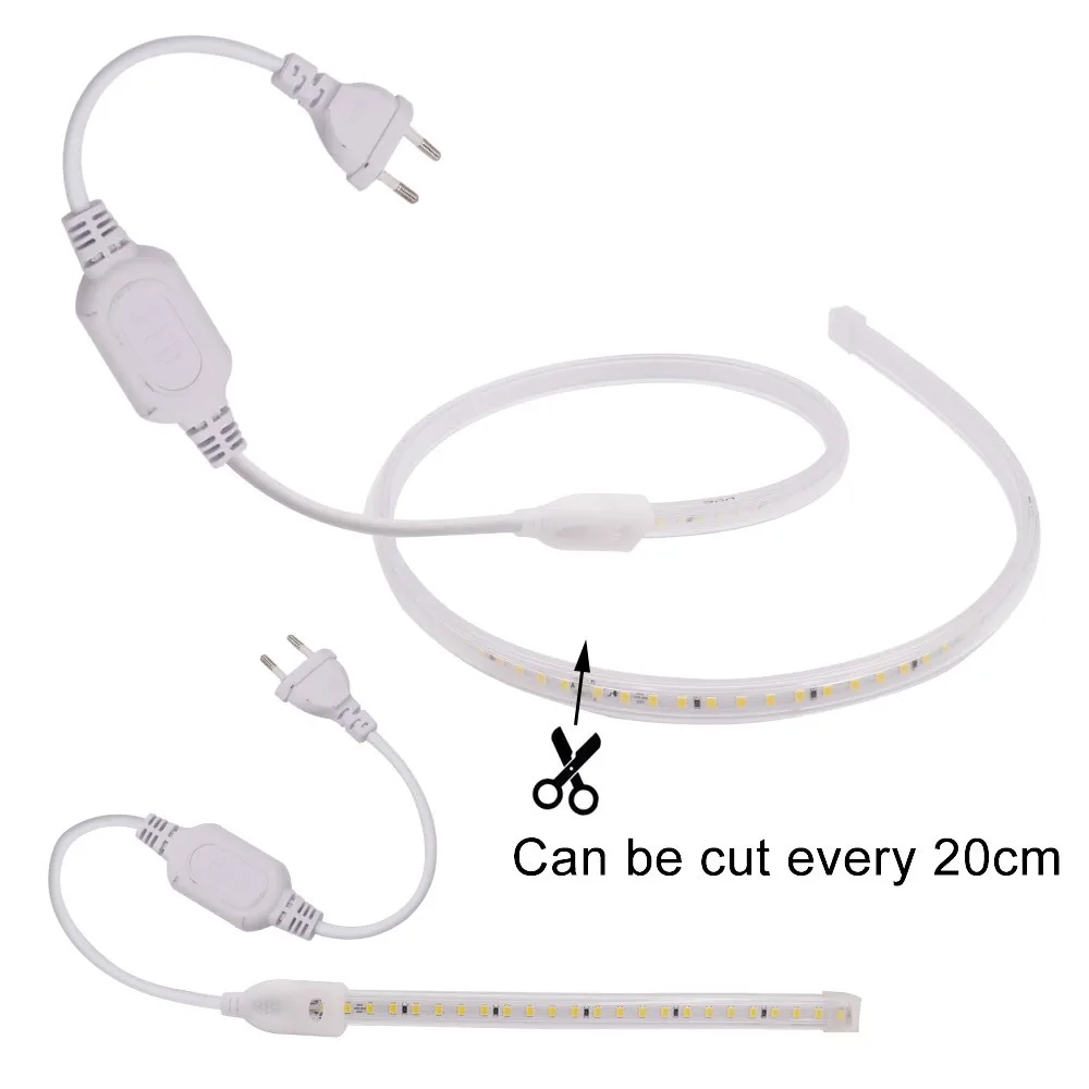 SMD 2835 LED Strip Light 20cm Cut 220V Outdoor Waterproof Flexible Led Ribbon 120leds/m Soft Light 220 V 1m 5m 10m 20m 50m 100m