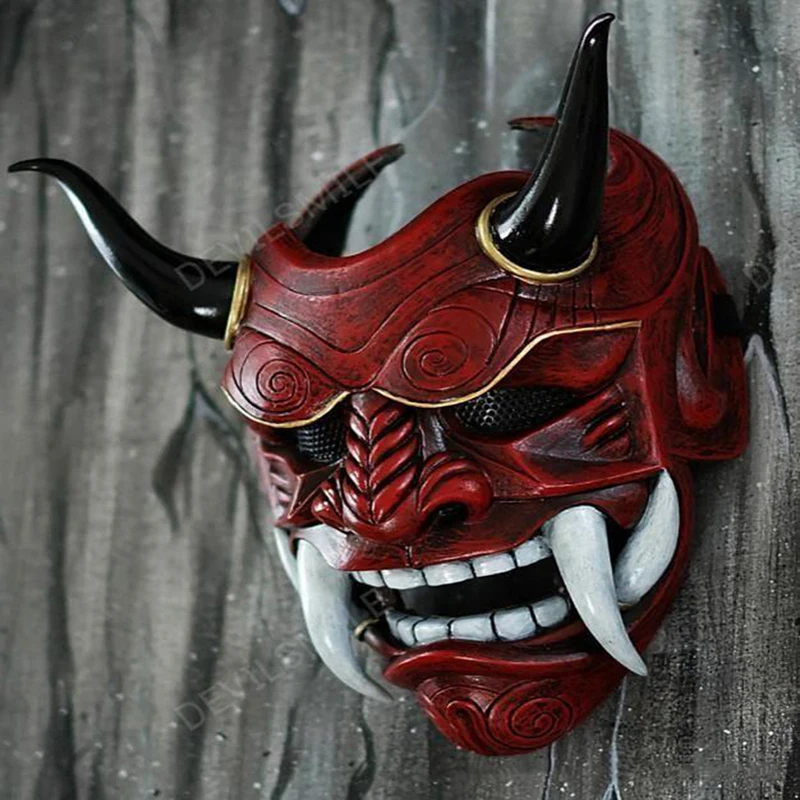 

Japanese Ghost Hannya Halloween Masquerade Cospaly Mask Prajna Half Face Masks Samurai Hannya Horror Skull Party Mask For Adult