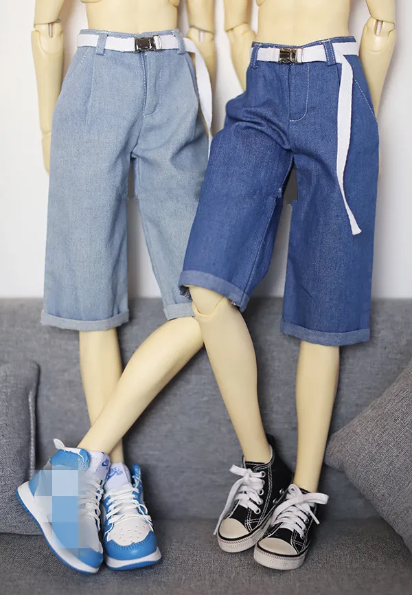 

BJD doll dress casual everyday pants 1/3 quarter Uncle size slim jeans with cuffed middle pants and matching belt doll accessory