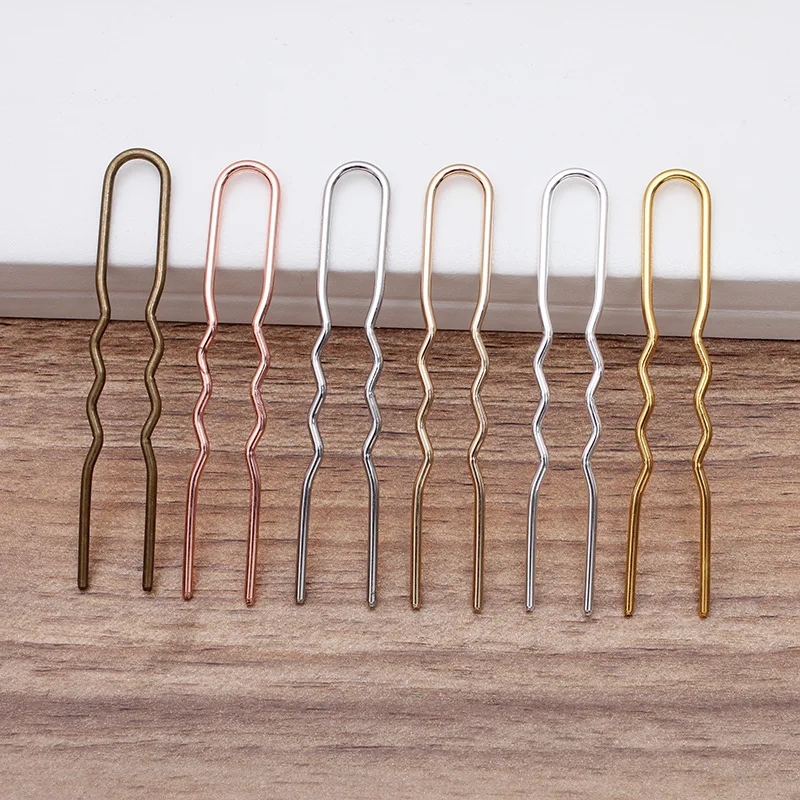 

10pcs/lot 75mm Gold/Silver Color U Shape Hair Combs Hairpins Barrettes for Wedding Hair Jewelry Accessories