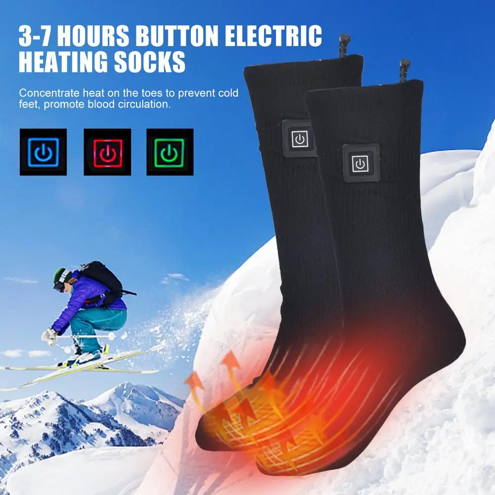 1 Pair Rechargeable Battery Heated Socks 3.7V 2200mAh Electric Feet Warmers Leg Warmer Keep Warm Winter Socks Men Women Sock