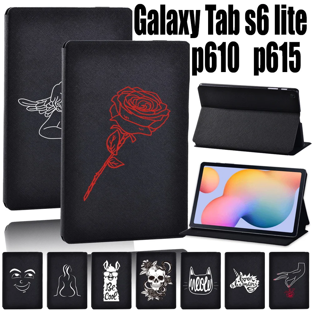 Tablet Case for Samsung Galaxy Tab S6 Lite P610 P615 10.4 Inch PU Leather Tablet Protector Shell Print Pattern+ Free Stylus