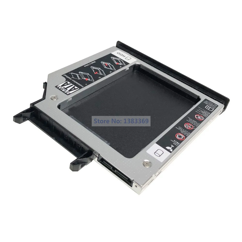 SATA 2nd Hard Drive SSD HDD Module Caddy Adapter for Lenovo IdeaPad Y400 Y400N Y410N Y410P Y430P With Bezel and Bracket