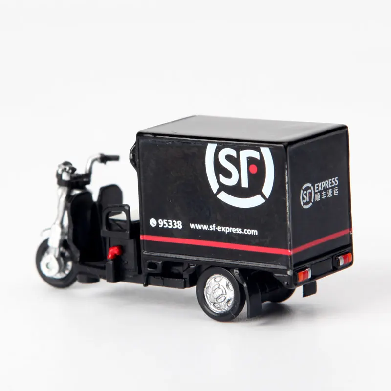 Tiny 1:64 SF Express Delivery Electric Tricycle Simulation Model Motorcycle