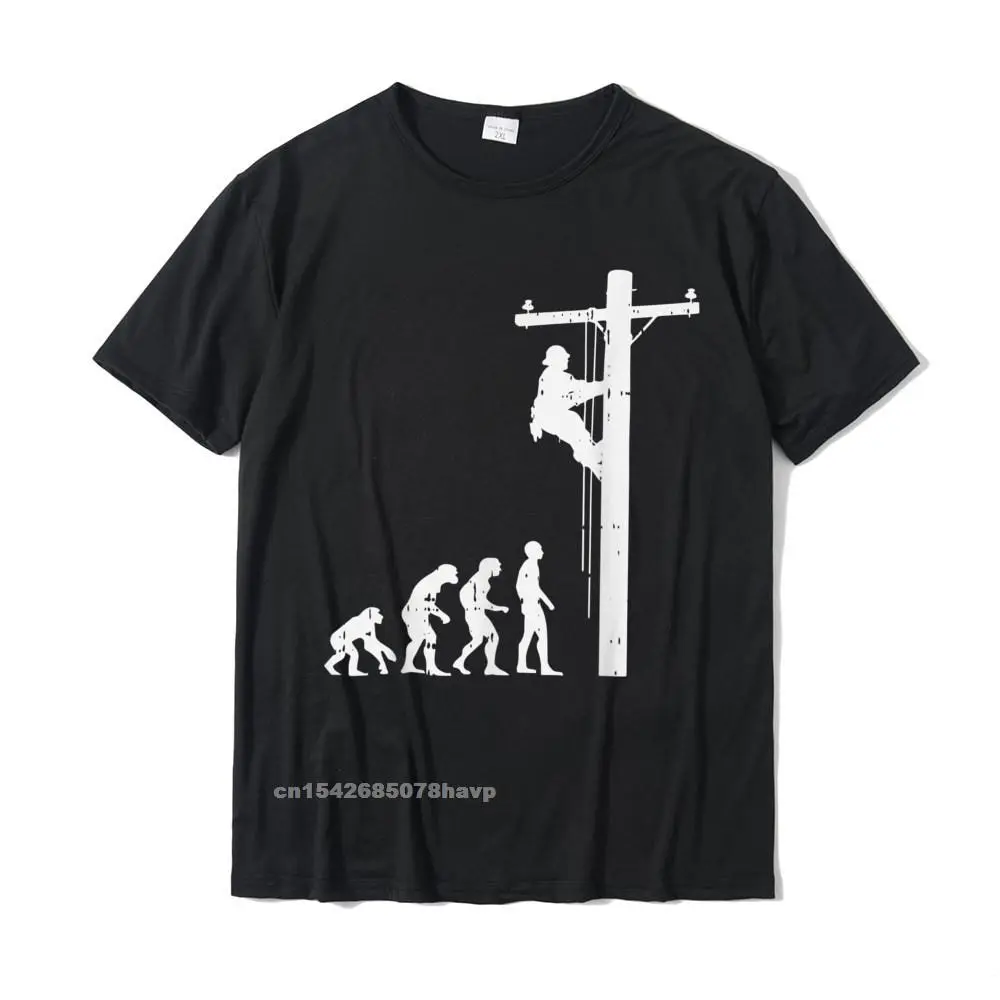 Lineman Evolution Funny Power Electrical Electrician Gift T-Shirt Tops & Tees Discount Normal Cotton Mens T Shirts Classic