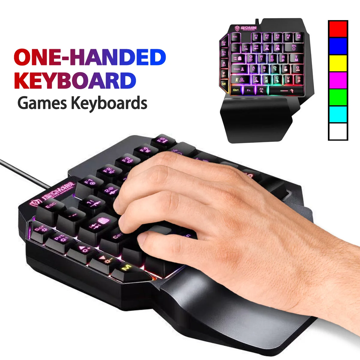 ANKNDO Laptop Tablet Mobile Phone Game Keyboard Mouse RGB LED Backlight Mini Gaming Keypad 39 keys Single Handed Keyboards