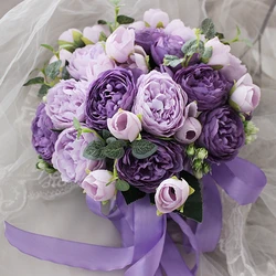 Purple Peony Bridal Bouquets Wedding Flowers  Artificial Wedding Bouquet De Mariage Rose