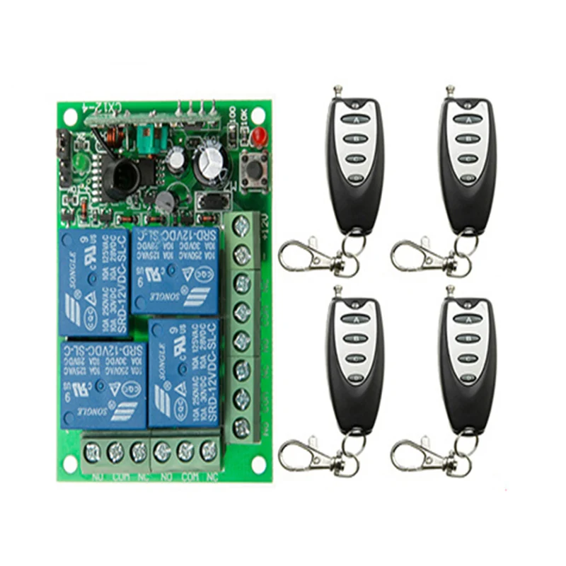 

Smart Home DC 12V 24V 4CH 10A Relay Wireless Remote Control Switch Receiver+Transmitter,315/433 MHz ,Momentary