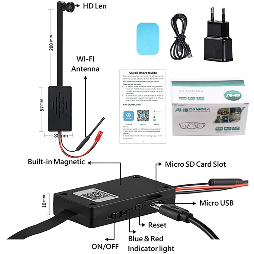 Mini cámara WiFi HD 1080P Grabadora de video digital Home Safe Time Mini cámara Módulo portátil Detección de movimiento Control remoto Micrófono