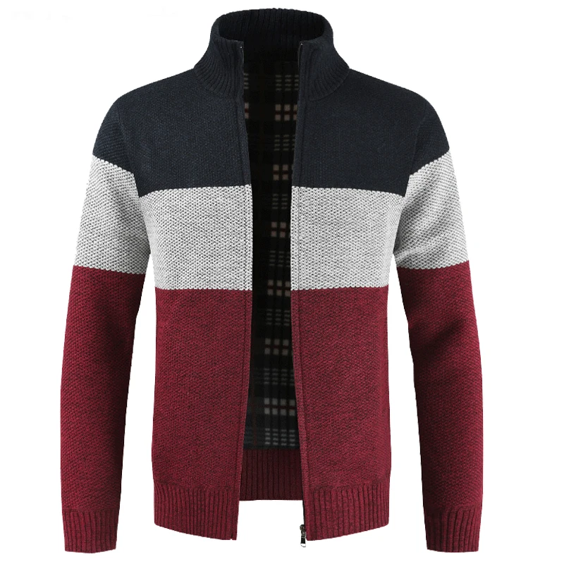 

New 2019 Men's Winter Casual Wool Cardigan Sweater Coat Jumper Men Autumn Fashion Striped Pockets Knit Outwear Coat Sweater Men