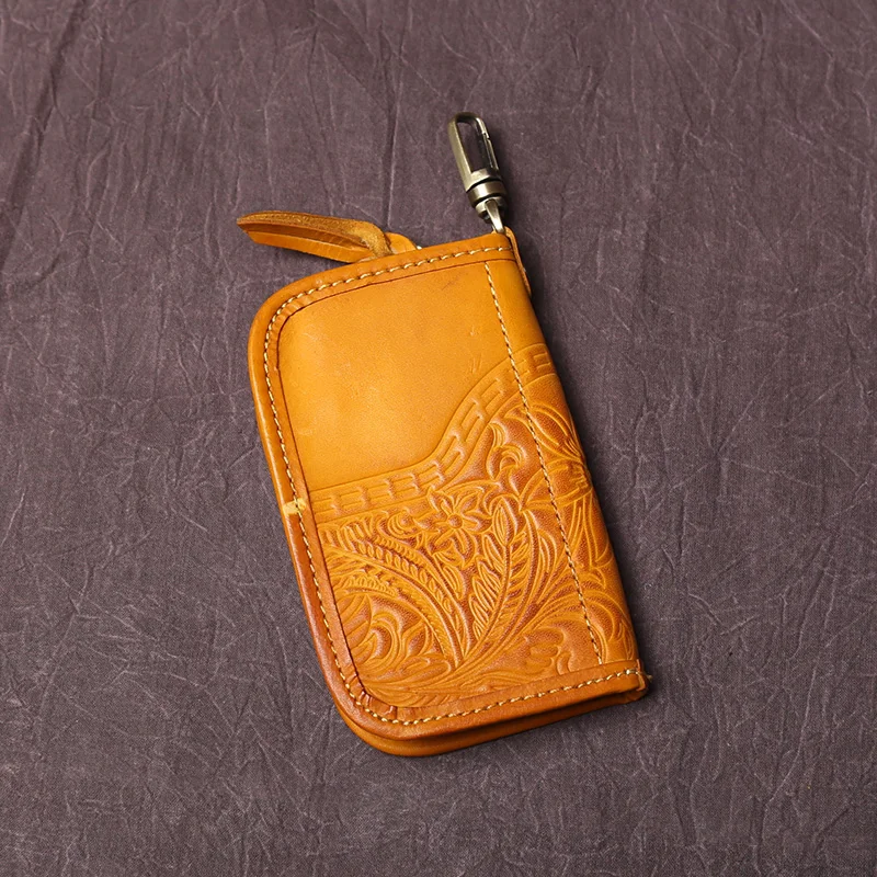 NZPJ männer Leder Schlüssel Tasche, Die Erste LayerOf Rindsleder, Damen Geldbörse, multi-funktionale Vintage Pflanzlich Gegerbtem Leder ID Tasche. – Detail 18