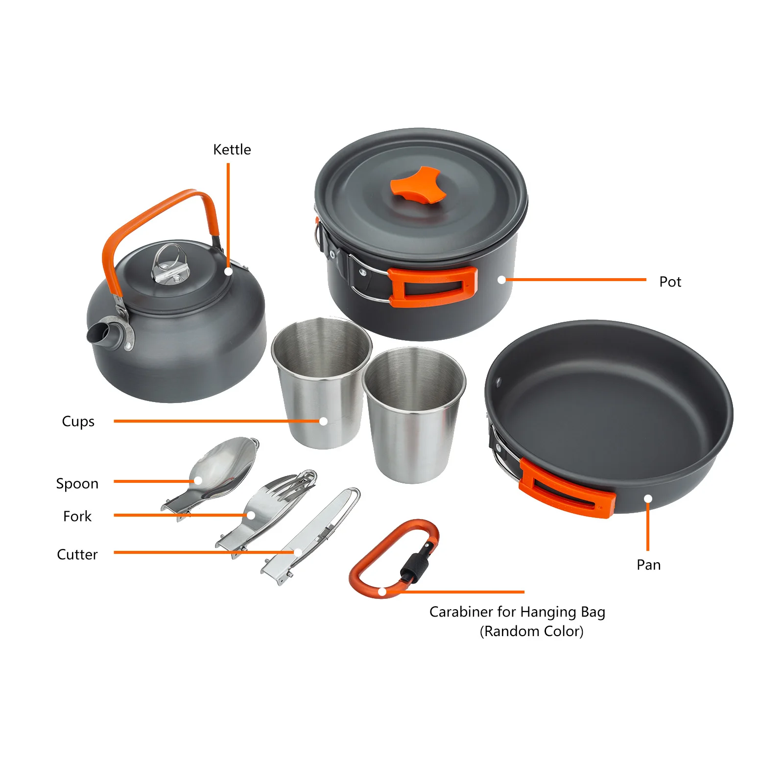 10PCS Camping Cookware Set Lightweight Portable Camping Cookware Picnic Cooking Set With Foldable Spoon Fork Cutter for Hiking