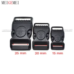 2pcs 15mm 20mm 25mm Plastic Curved Buckle w/Lock Belt buckle for Paracord Bracelet Side Release Buckles Black