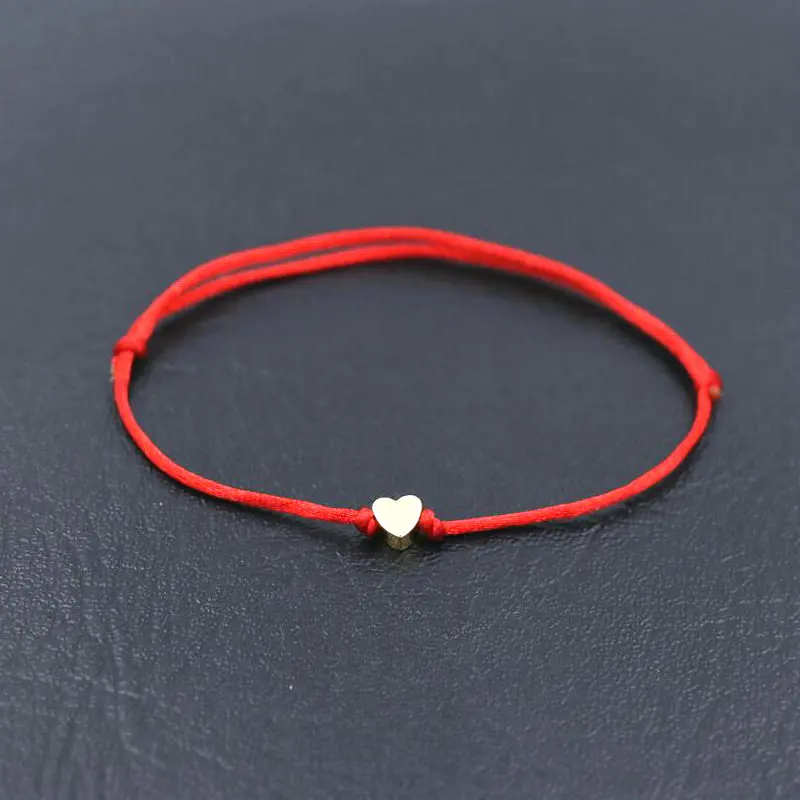 2pcs/set Handmade Copper Love Heart Shape Charm Bracelet Thin Red Rope Thread String Bracelets For Lovers Men Women Couples