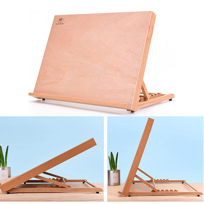 Wooden Drawing Table A3 Portable Sketch Bookshelf Wood Stand Desktop Watercolor Oil Easel for painting art supplies for artist