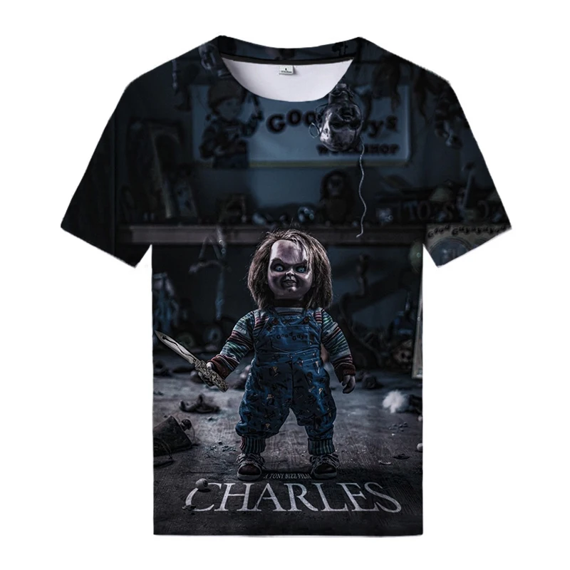 Horror Movie Chucky 3d Print T Shirt Horror Tops Senpai T-shirt Cool Men Women All Match T-shirt Casual Streetwear Tees