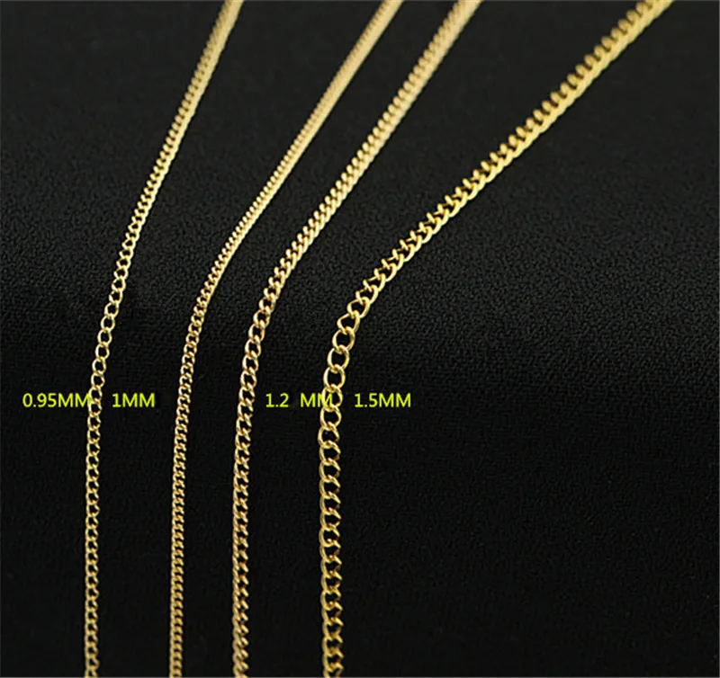 Echte 14K Gold Filled Curb-Kette 1MM/1.2MM/1.5MM Halskette Goldschmuck Minimalistische Gold Filled Kette DIY Schmuck – Detail 8