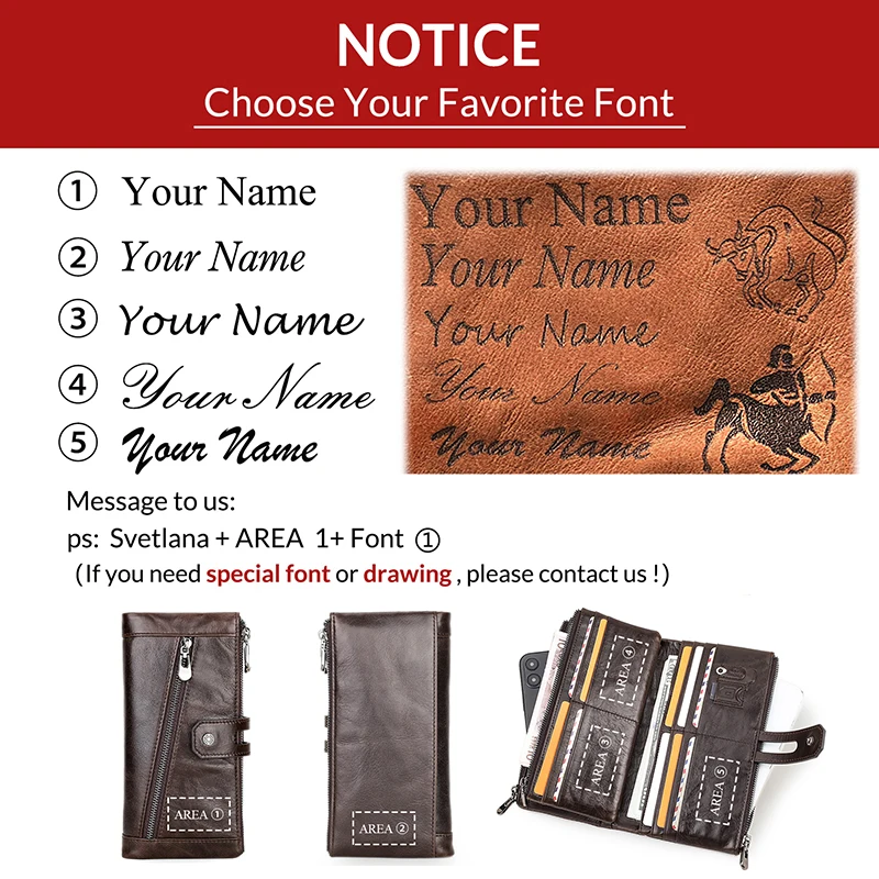 Contato de gravura livre homens carteira de couro genuíno zipper capacidade masculina bolsa de dinheiro longo telefone titular do cartão de bolso