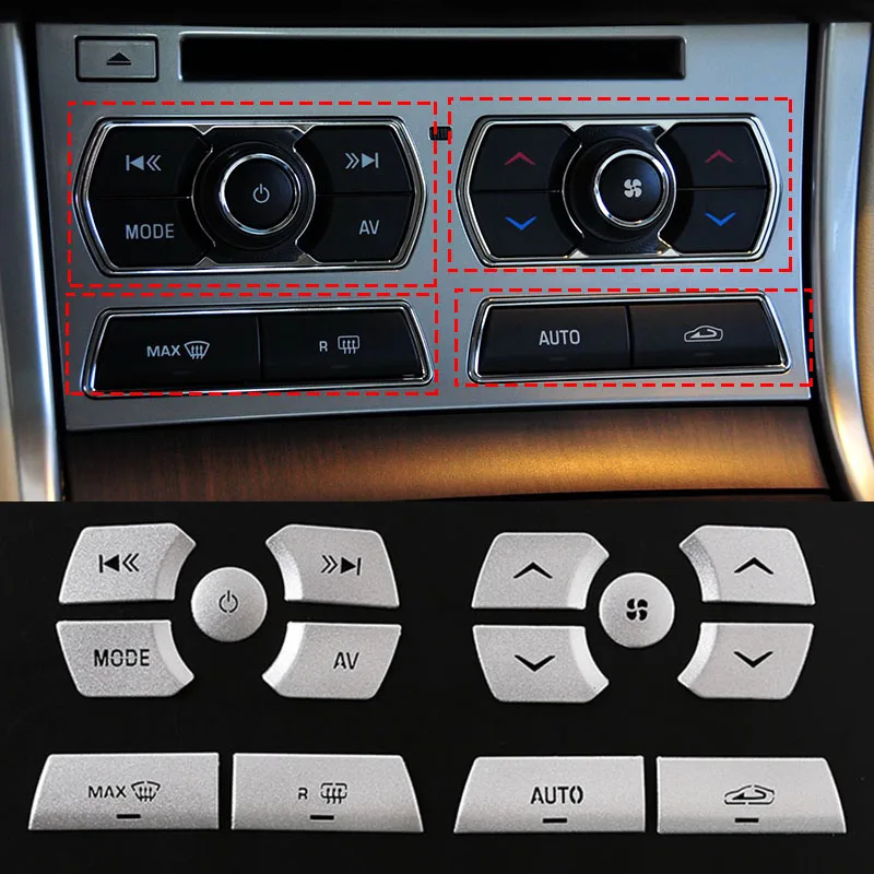 For Jaguar XF 2012-2015 Matte Zinc Alloy Air Conditioning Adjustment Button Overlay Stickers Trim 14pcs