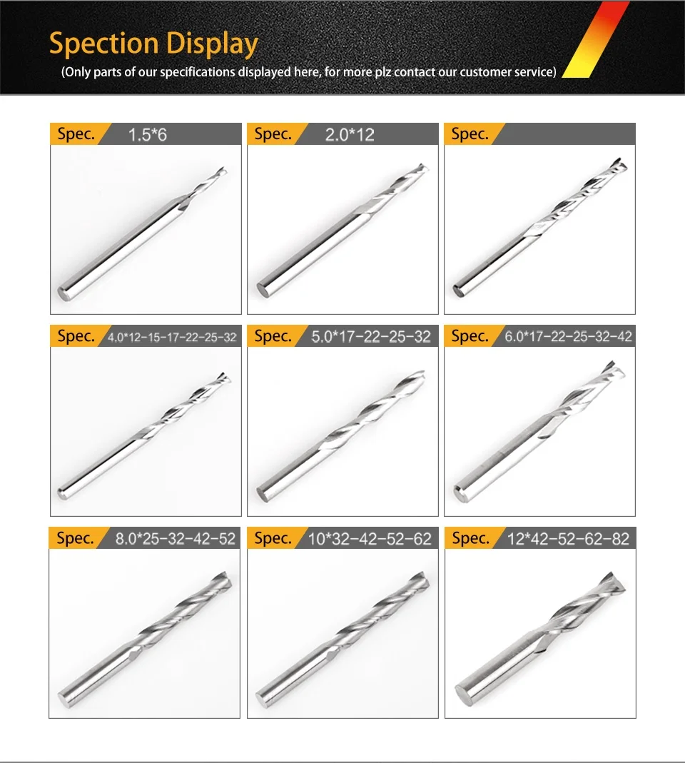 Double Cutting Edges Spiral Router Tool Bit Milling Cutter Imported Material for ACP Acrylic Wood MDF 3.175mm to 6mm SHK