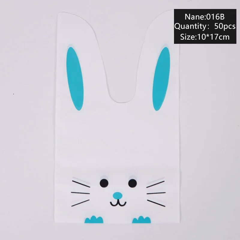 AQ 2022 50pcs Blue Cute Animal Ears Knitted Hand Diy Gift Bags Beard Rabbit Face Creative Dessert Long Bunny Ears Packaging Bag