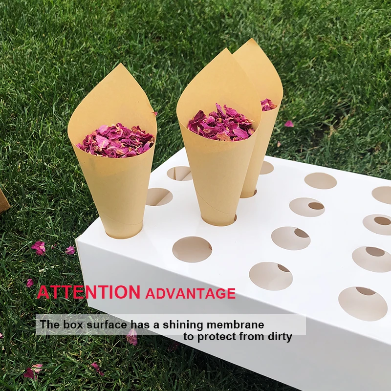 Confetti Cone Holder FEESTIGO Natural Petals Confetti Cones Holder For Wedding Decoration Party Poppers Cones Stand Box Tray