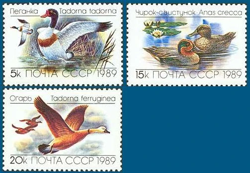 3Pcs/Set New CCCP Post Stamp 1989 Wild Duck USSR Stamps MNH