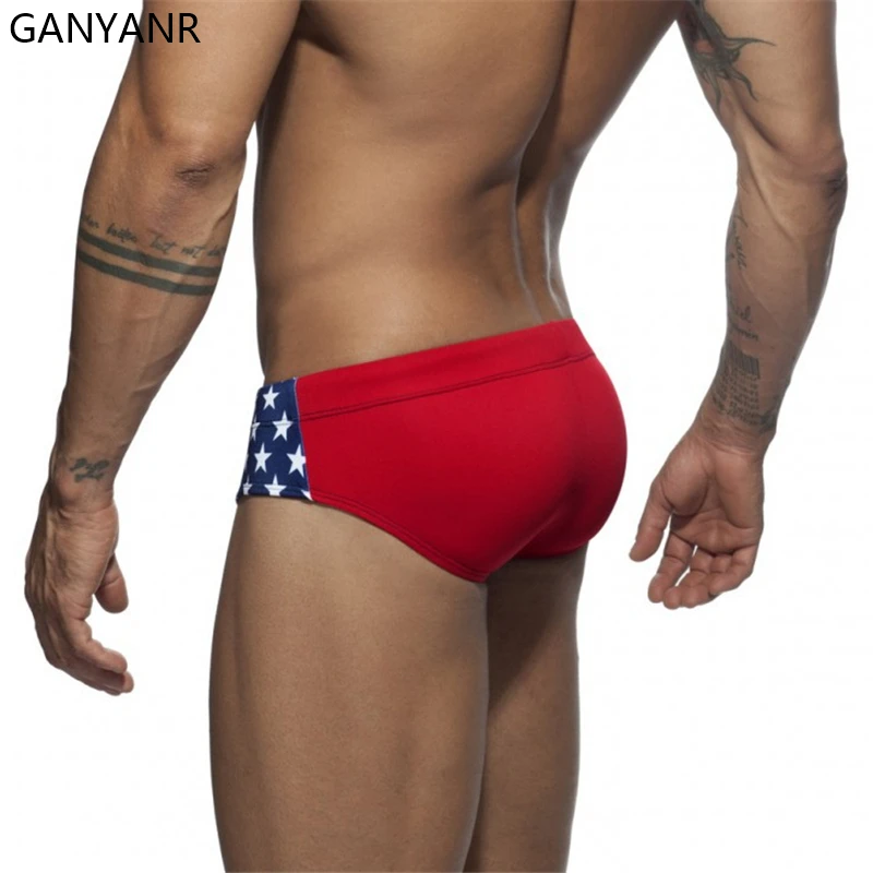 GANYANR Mens Swim Briefs Swimsuit Swimwear Gay Sunga Sexy Shorts Swimming Trunks Swimsuits Low Rise Pouch Bikini Beachwear Nylon