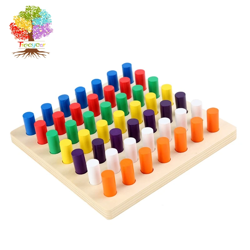 

Treeyear Montessori Materials Wooden Cylinder Socket Blocks Board Game Toddlers-Educational Counting Preschool