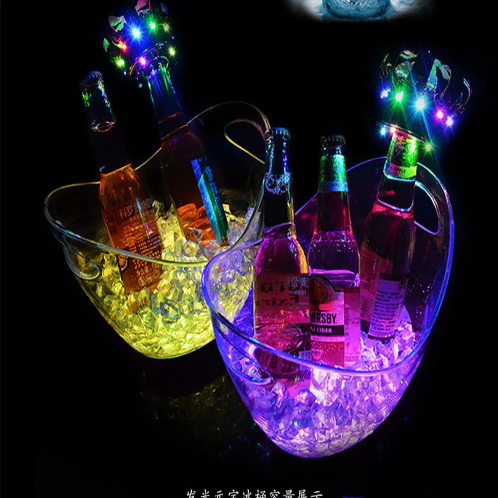 

Led Rechargeable Acrylic Ice Buckets Barrel shaped Luminous wine whisky drink cooler with handle Nightclub Beer Champagne Bucket