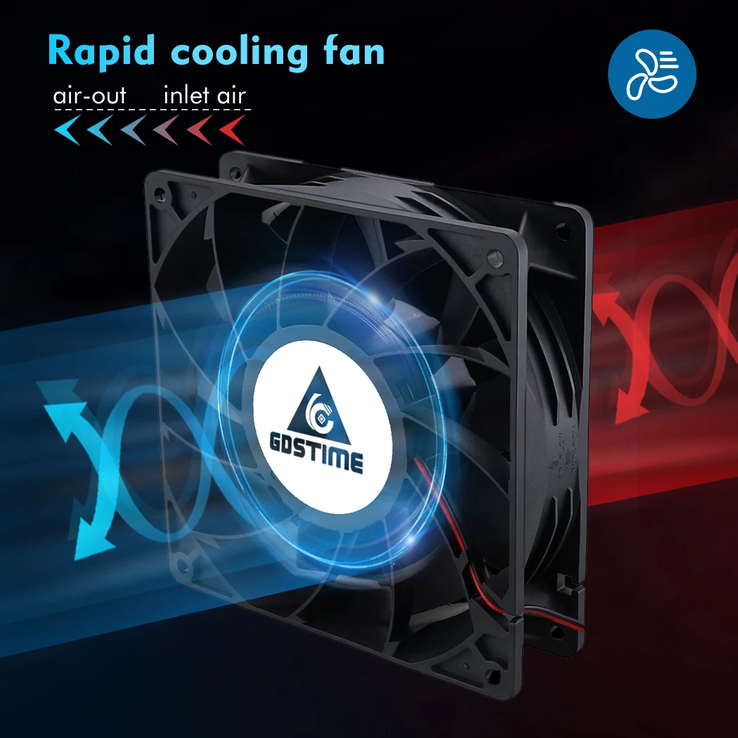 GDSTIME 14 سنتيمتر مروحة 140 مللي متر x 38 مللي متر 12 فولت 24 فولت المزدوج الكرة تحمل تيار مستمر فرش مروحة التبريد 223 CFM كبير قضية تدفق الهواء مروحة برود...