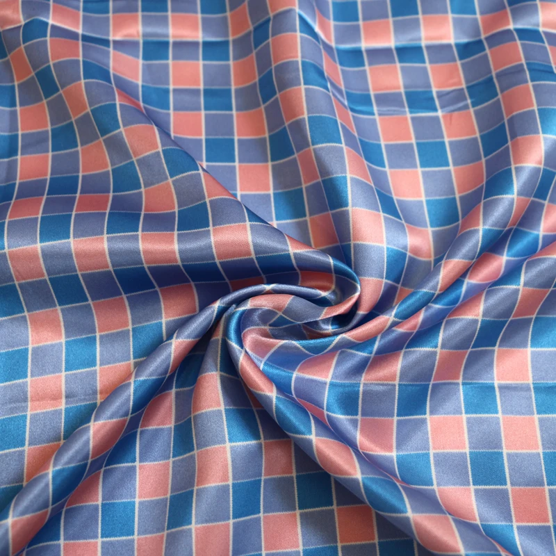 1 meter X 1.48 meter Plaid Satin Fabric Lining Dolls Diy Handmade Scarf Material Checks