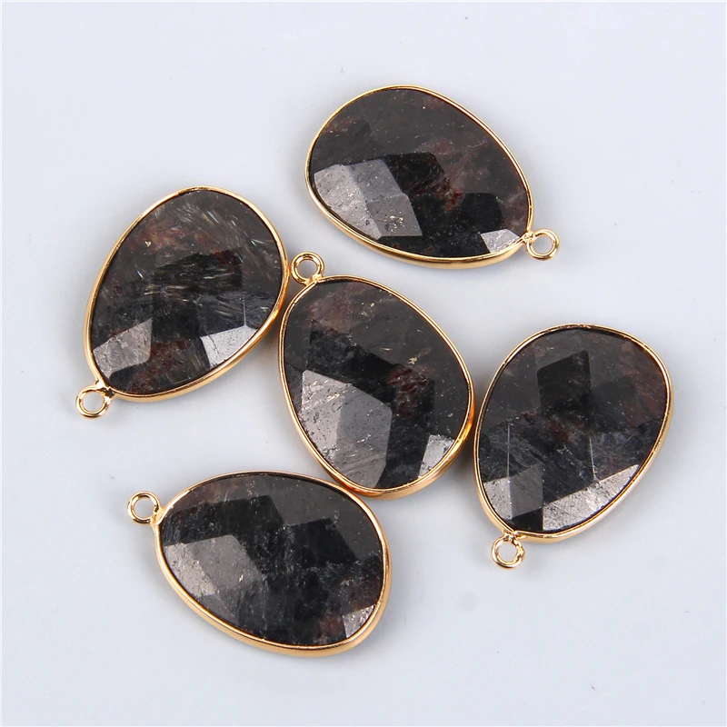 2PCS Natural Stone Slice Charm Pendants for DIY Jewellery Making