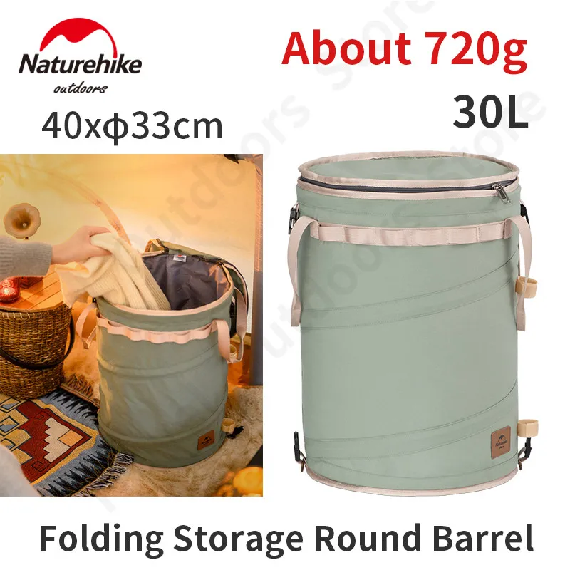 Naturehike Storage Barrel 30L Capacity Ultralight Outdoor Folding Sundry Storage Bag Portable Laundry Basket Clothing Storage