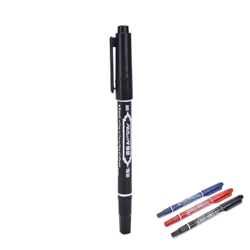 1Pcs ปากกาลูกลื่นถาวรเคล็ดลับคู่ Oily Marker ปากกาคู่ Headed Hook สำหรับ CD DVD media Disc