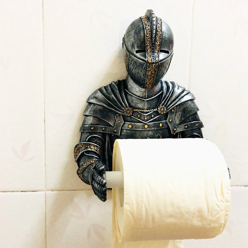 HOT-Toilet Paper Holders Roll Medieval Statue Knight to Remember Gothic Bathroom Decor Paper Towel Holder