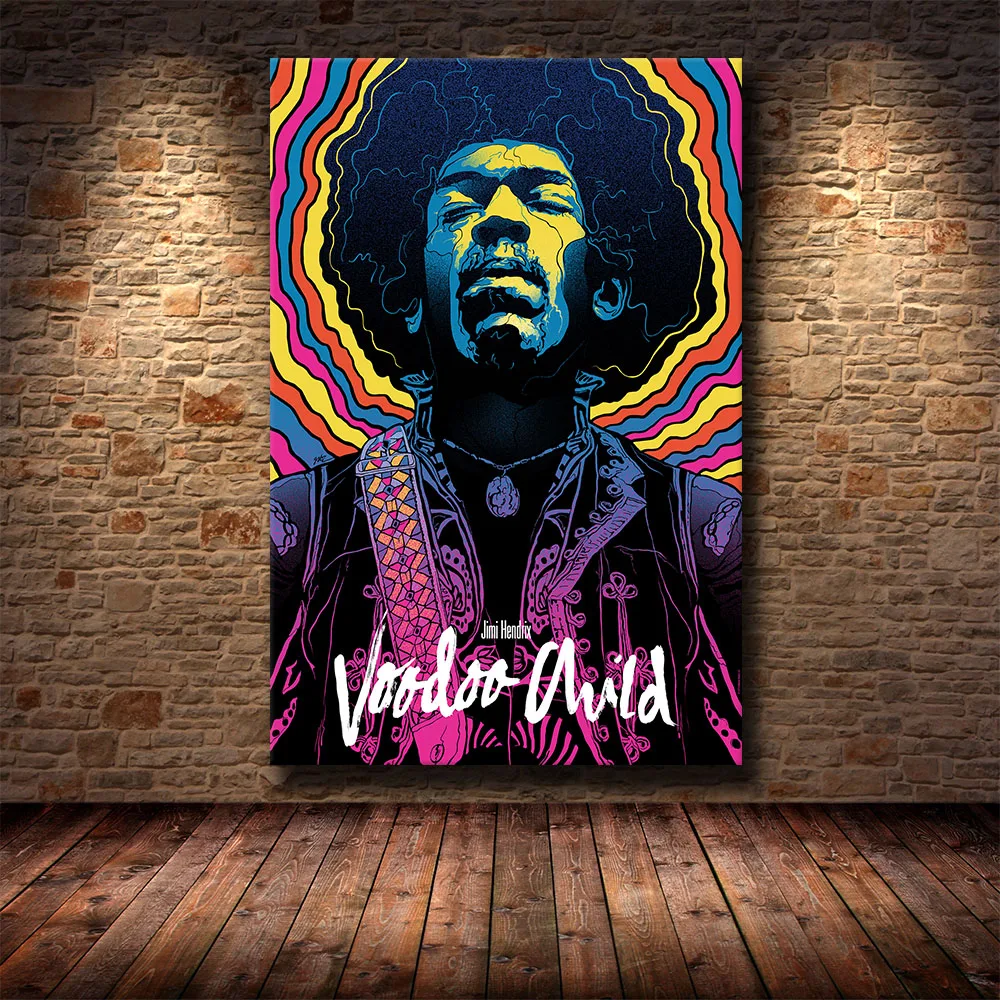 Famous Rock Star Jimi Hendrix Graffiti Singer Posters Wall Art Pictures Canvas Paintings Decoration Living Room Home Decor