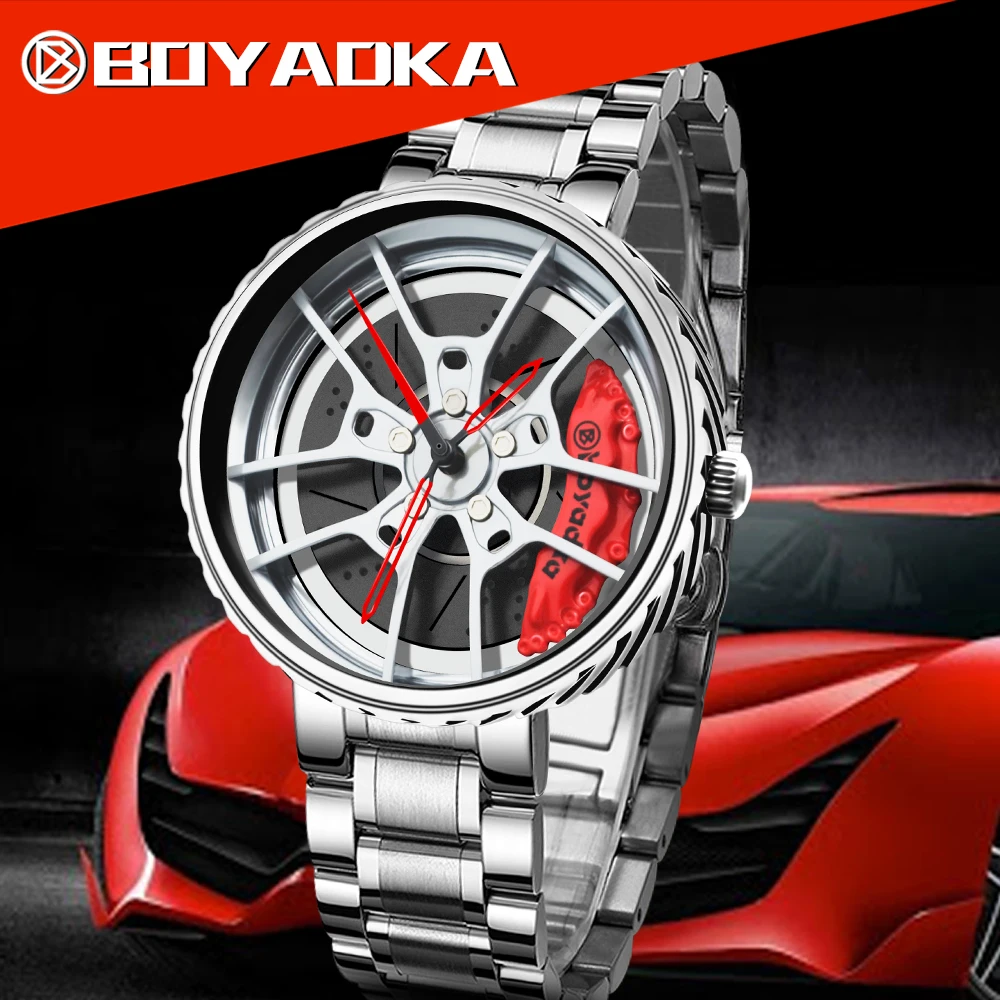 2021 Sports Car Wheel Watch Men Fashion Waterproof Men's Quartz Watches Mesh Strap Rim Hub Watch Racing Men Wristwatch