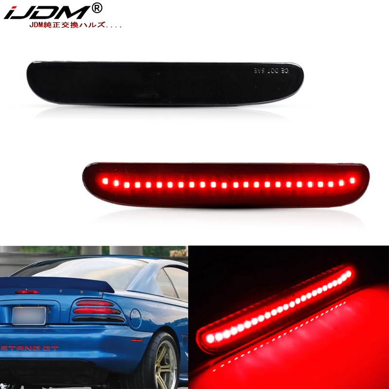 iJDM Red Full LED Rear Side Marker Light Parking Lamp For 1994-1998 Ford Mustang GT Cobra,Replace OEM Back Sidemarker Lamps 12V