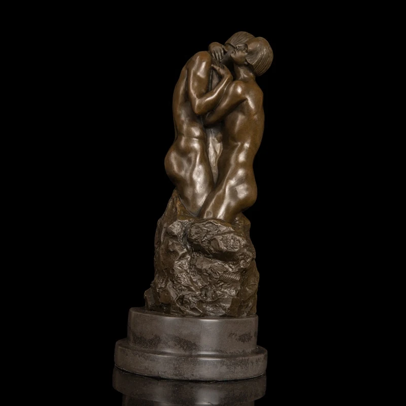 ArtsHom DS-628 Small Figurines Famous Antique Art The Kiss Statue Romantic Couple Man and Woman Lover Sculpture For Wedding Gift