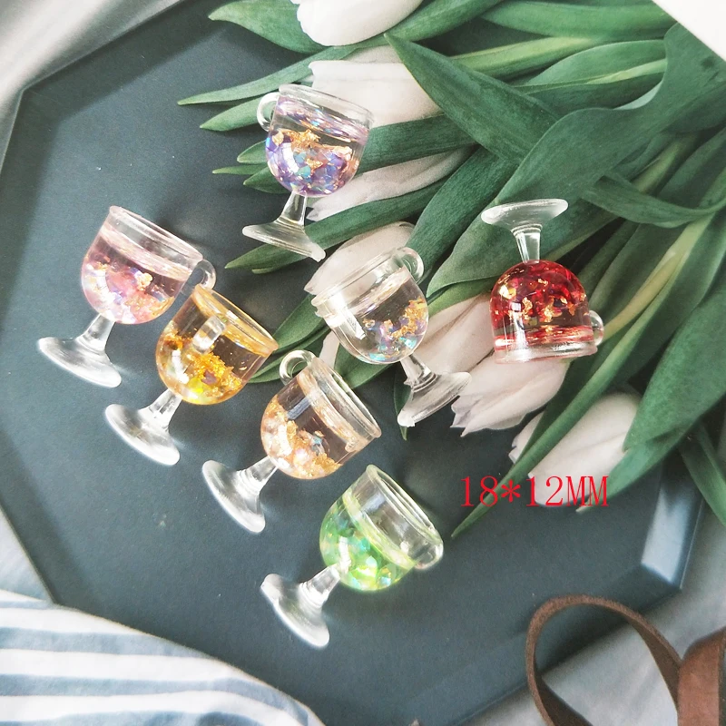 10pcs Resin Wine Goblet Charms Pendants Kawaii Cocktail Cup Charms Bacelet Earring Ornament Craft Decor DIY Jewelry Accessories