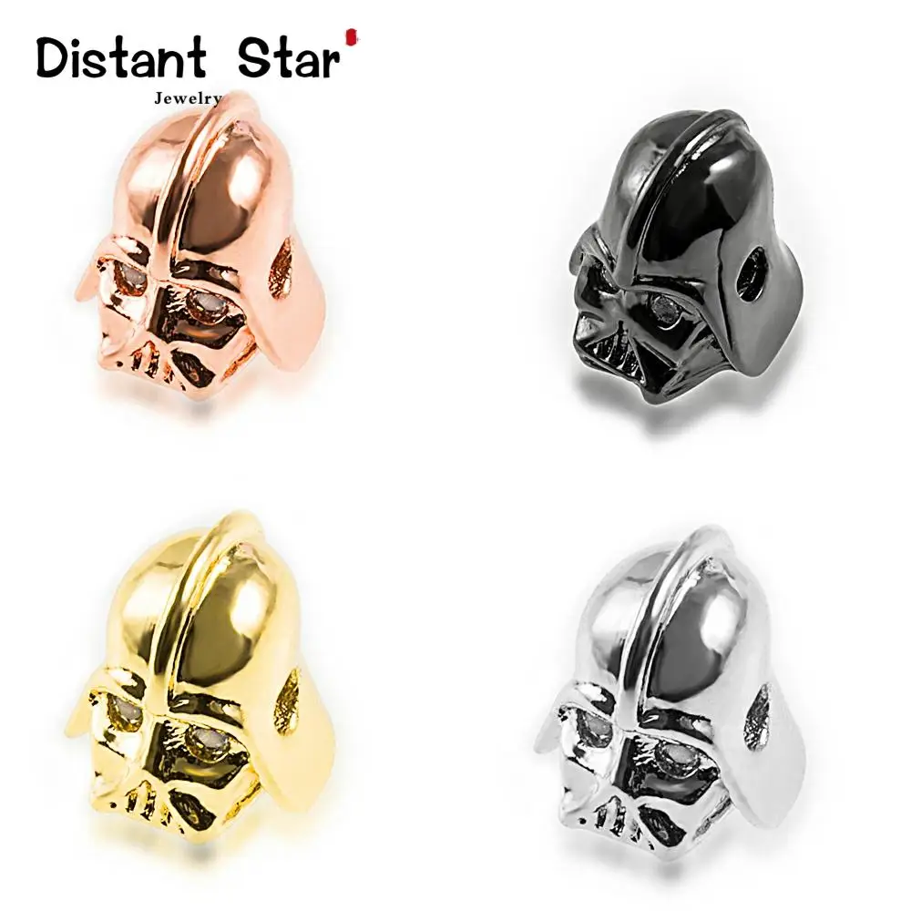 12*10mm Biochemical Warrior Helmet Brass Cubic Zirconia Diy Men\'s Beads Bracelet Jewelry Making Accessories Connector Found Hole